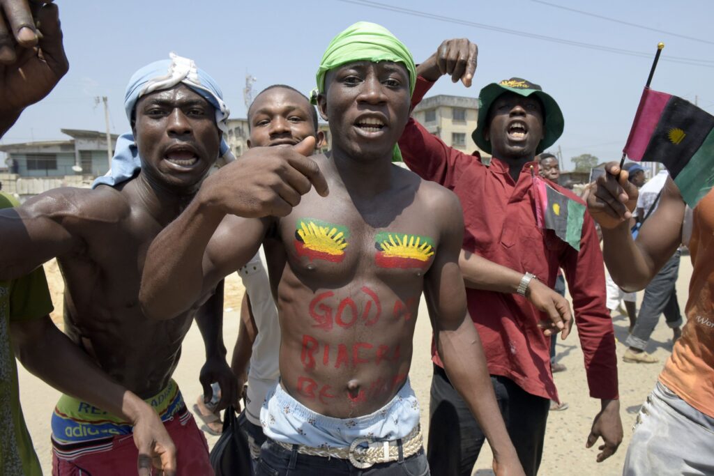 Biafran youth protesting for secession.