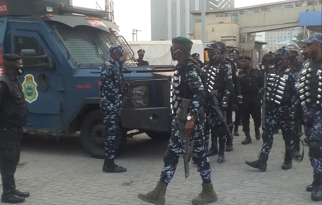 Police Officers Occupy Lekki Toll On 1-Year Anniversary Of EndSARS Protests