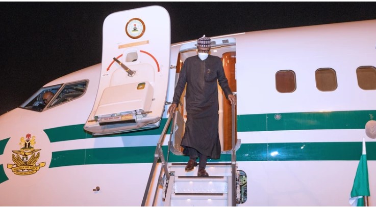 Buhari Returns To Abuja From UNGA77 In New York