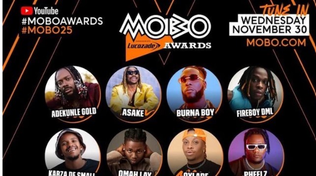 Burna Boy, Adekunle Gold, Tems, Rema, Asake, and Oxlade, Nominated For MOBO Awards